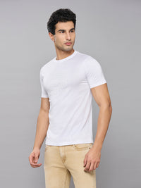 Men's White Solid Slim Fit T-Shirts