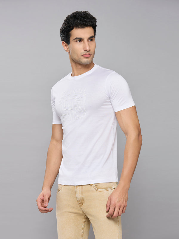 Men's White Solid Slim Fit T-Shirts
