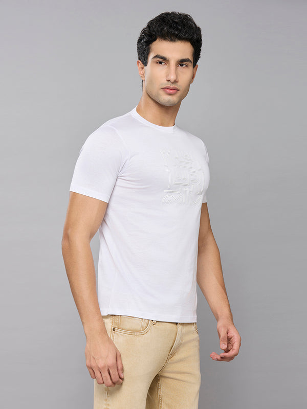 Men's White Solid Slim Fit T-Shirts