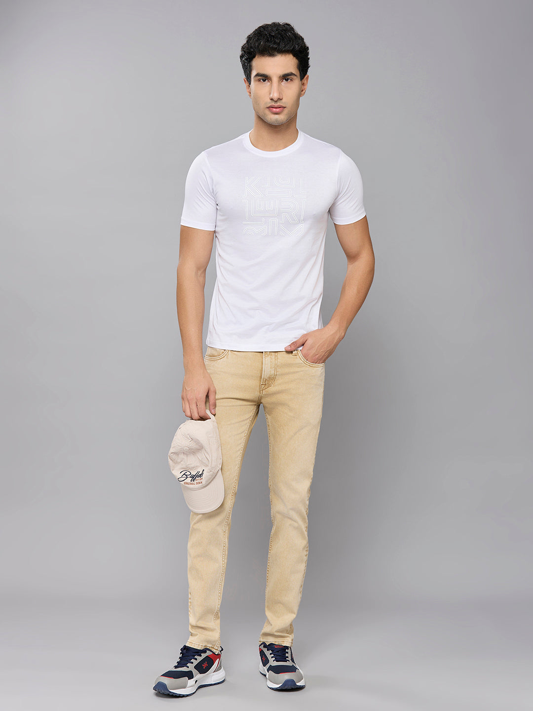 Men's White Solid Slim Fit T-Shirts