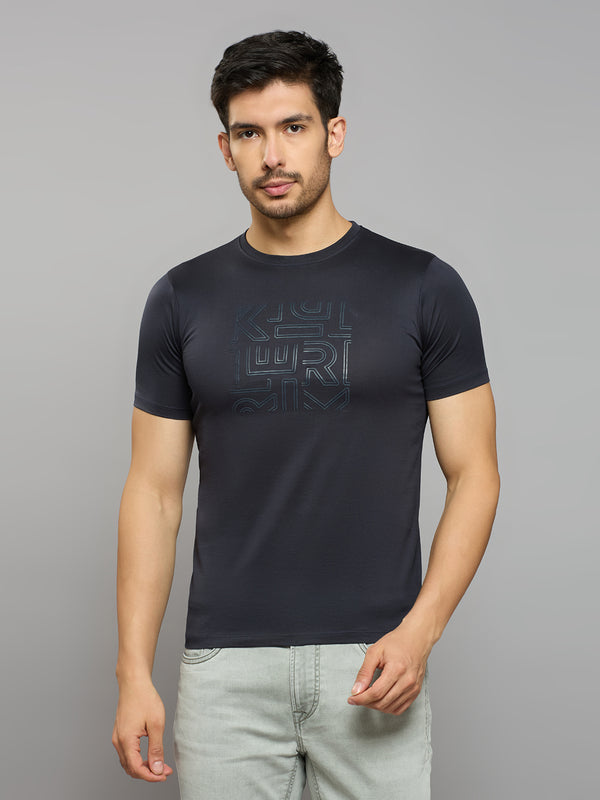 Men's Navy Solid Slim Fit T-Shirts