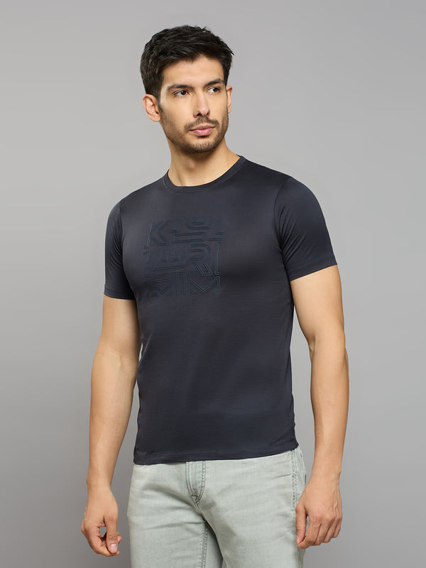 Men's Navy Solid Slim Fit T-Shirts