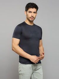 Men's Navy Solid Slim Fit T-Shirts