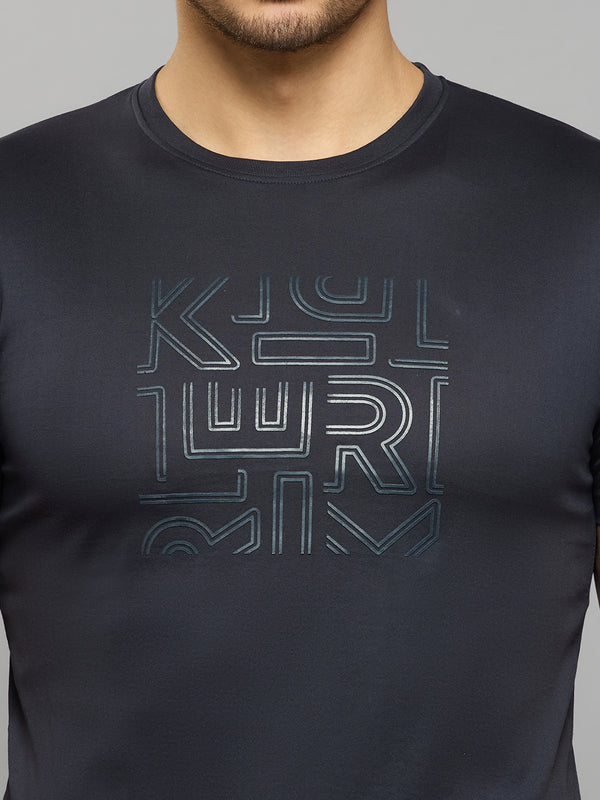 Men's Navy Solid Slim Fit T-Shirts