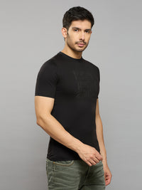 Men's Black Solid Slim Fit T-Shirts