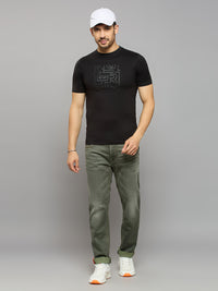 Men's Black Solid Slim Fit T-Shirts