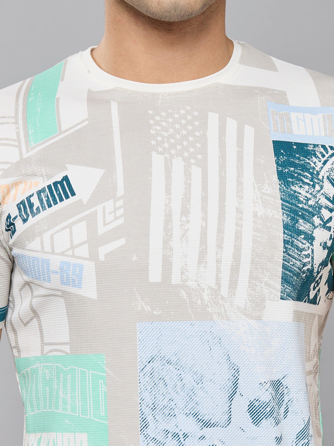 Men's White Printed Slim Fit T-Shirts