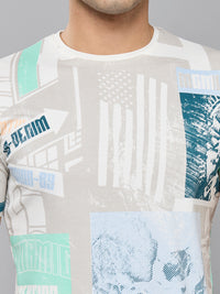 Men's White Printed Slim Fit T-Shirts