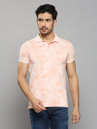 Men's Pink Printed Slim Fit T-Shirts