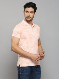 Men's Pink Printed Slim Fit T-Shirts