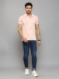 Men's Pink Printed Slim Fit T-Shirts