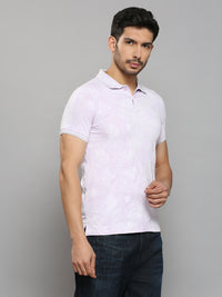 Men's Lilac Printed Slim Fit T-Shirts