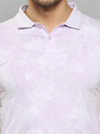Men's Lilac Printed Slim Fit T-Shirts