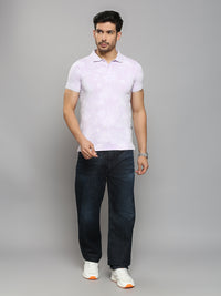 Men's Lilac Printed Slim Fit T-Shirts