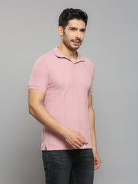 Men's Pink Solid Slim Fit T-Shirts