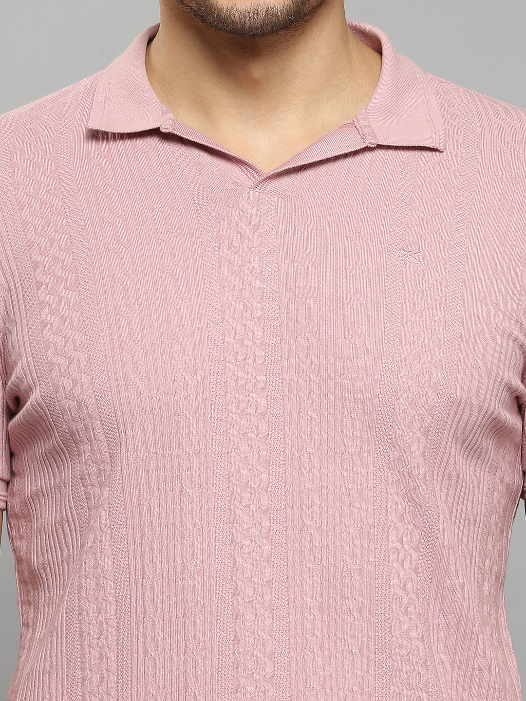 Men's Pink Solid Slim Fit T-Shirts