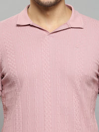 Men's Pink Solid Slim Fit T-Shirts