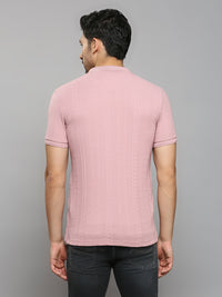 Men's Pink Solid Slim Fit T-Shirts