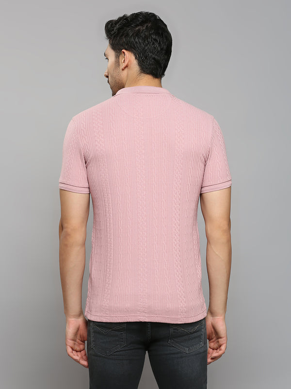 Men's Pink Solid Slim Fit T-Shirts