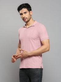 Men's Pink Solid Slim Fit T-Shirts