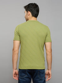 Men's Light Olive Solid Slim Fit T-Shirts