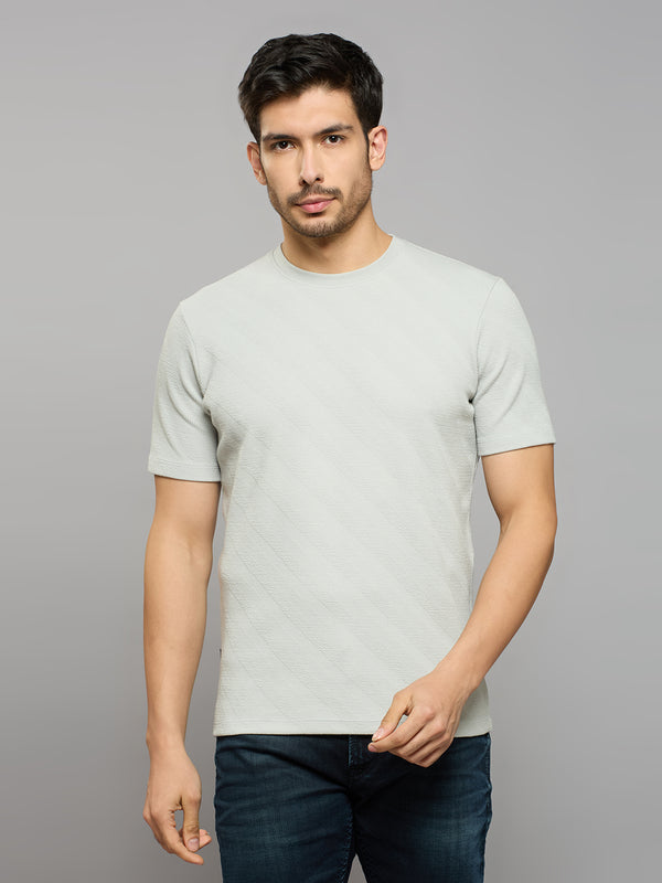 Men's Grey Solid Slim Fit T-Shirts