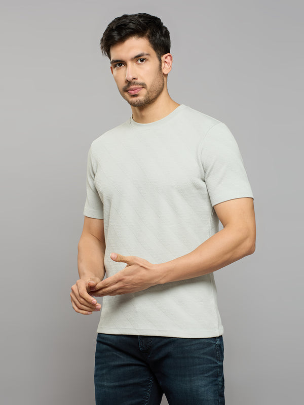Men's Grey Solid Slim Fit T-Shirts