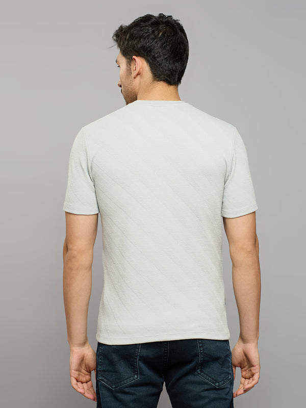 Men's Grey Solid Slim Fit T-Shirts