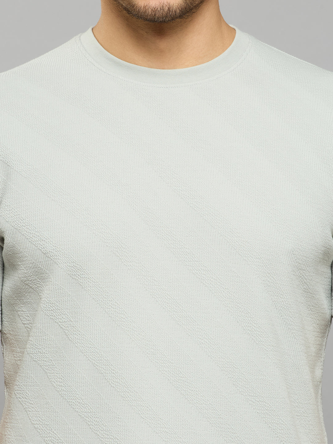 Men's Grey Solid Slim Fit T-Shirts