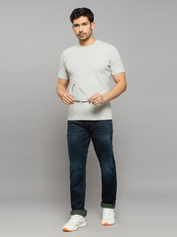 Men's Grey Solid Slim Fit T-Shirts