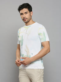 Men's Off White Printed Slim Fit T-Shirts