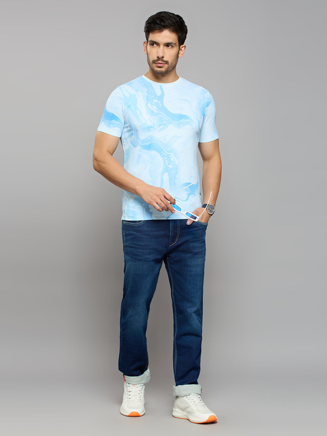 Men's Sky Printed Slim Fit T-Shirts