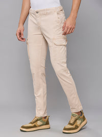 Men's Cream Solid Cargo