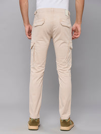 Men's Cream Solid Cargo