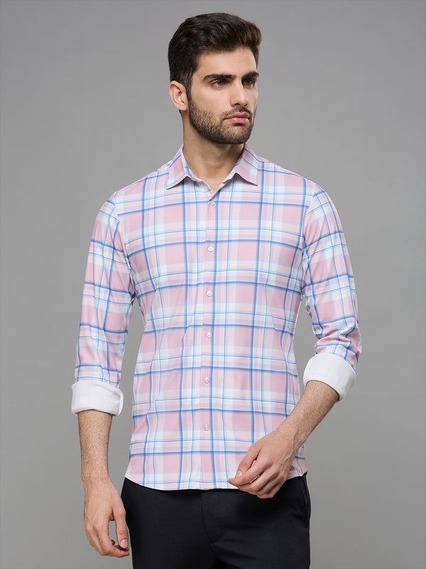 Men's Pink Checks Slim Fit Shirts