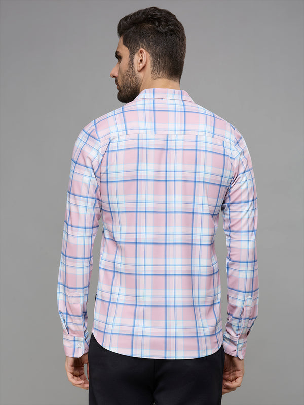 Men's Pink Checks Slim Fit Shirts