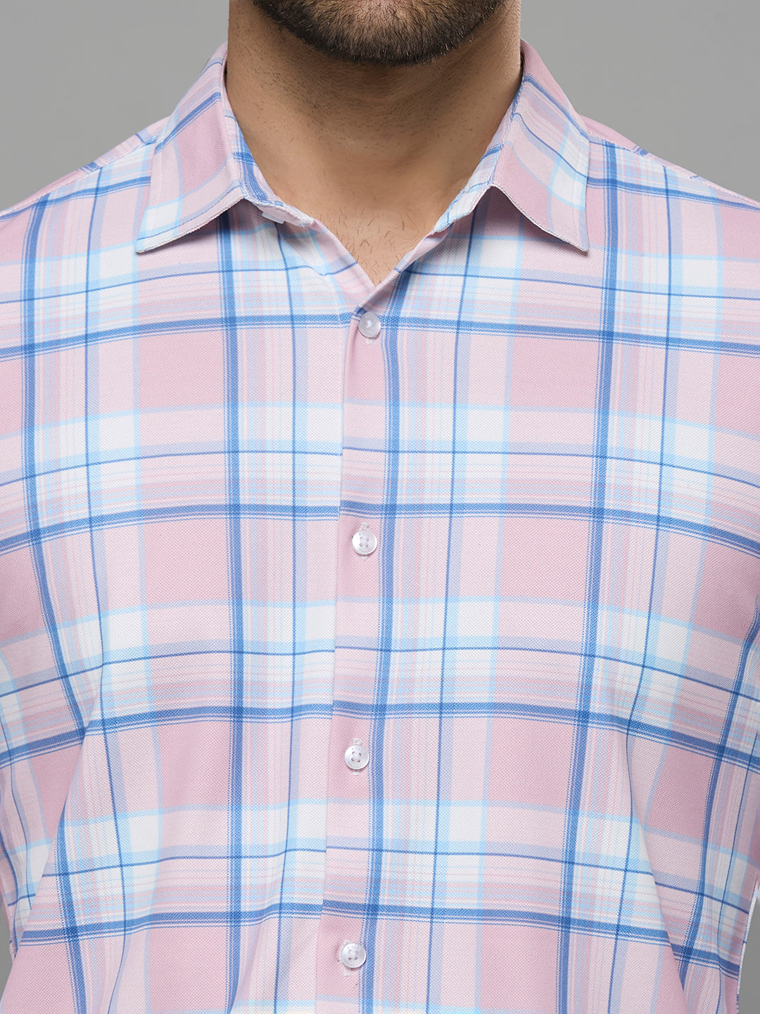 Men's Pink Checks Slim Fit Shirts