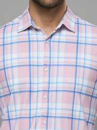 Men's Pink Checks Slim Fit Shirts