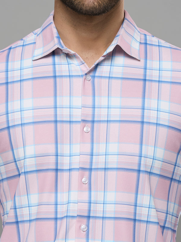 Men's Pink Checks Slim Fit Shirts