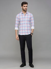 Men's Pink Checks Slim Fit Shirts
