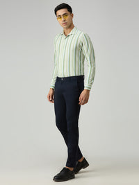 Men's Sage Green Striped Slim Fit Shirts