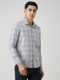 Men's Grey Checks Slim Fit Shirts