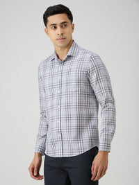 Men's Grey Checks Slim Fit Shirts