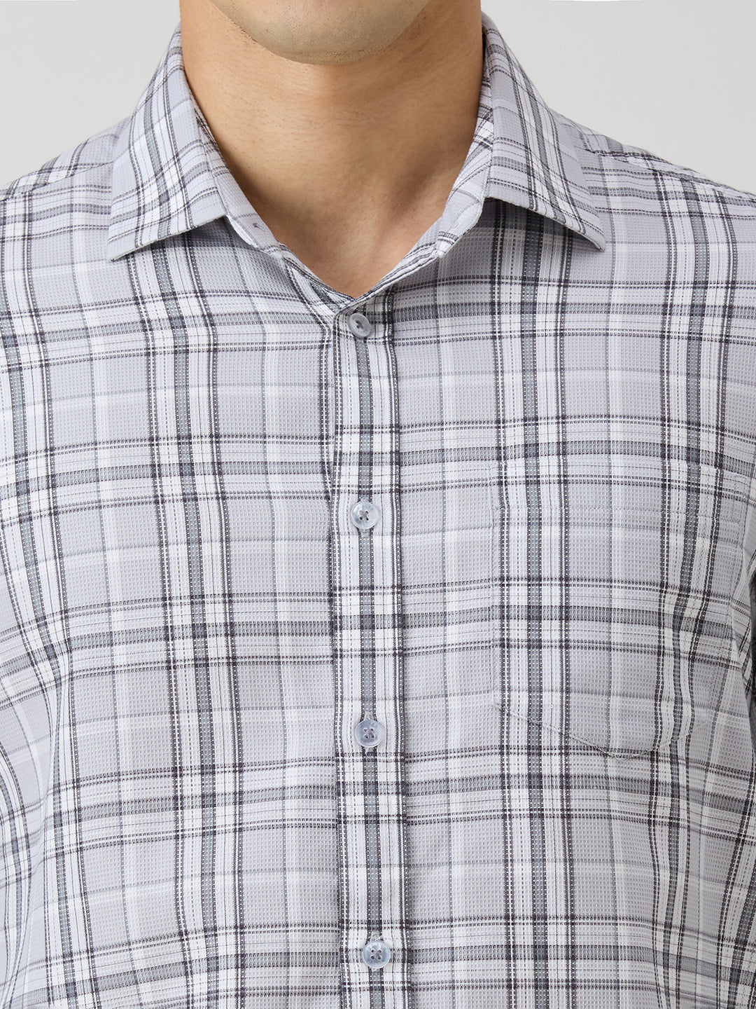 Men's Grey Checks Slim Fit Shirts