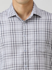 Men's Grey Checks Slim Fit Shirts