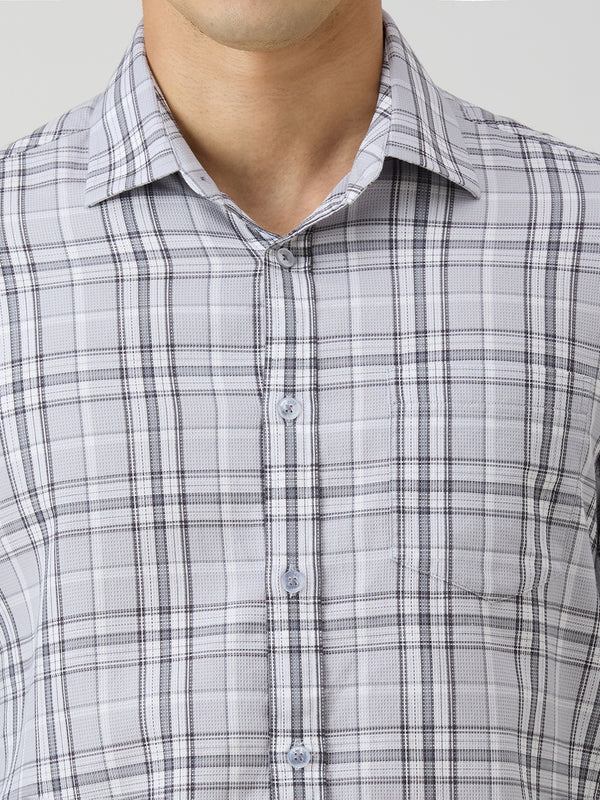 Men's Grey Checks Slim Fit Shirts