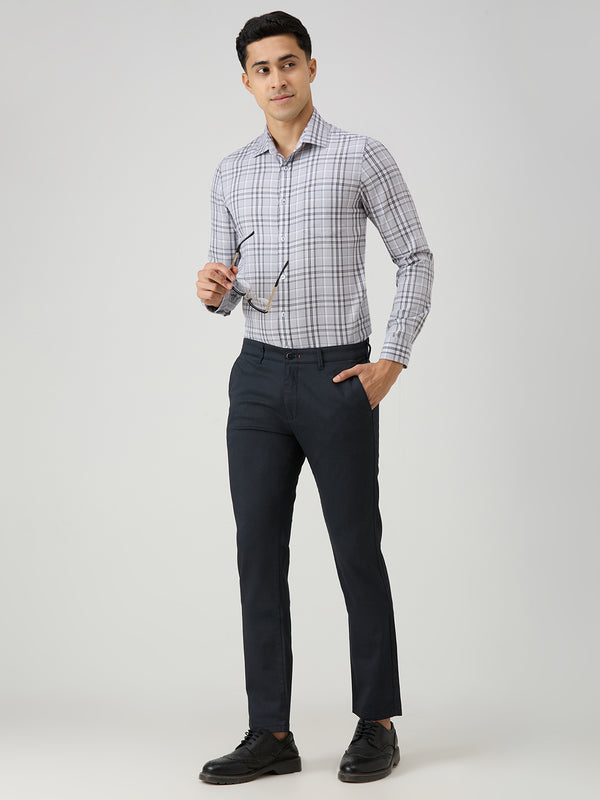 Men's Grey Checks Slim Fit Shirts