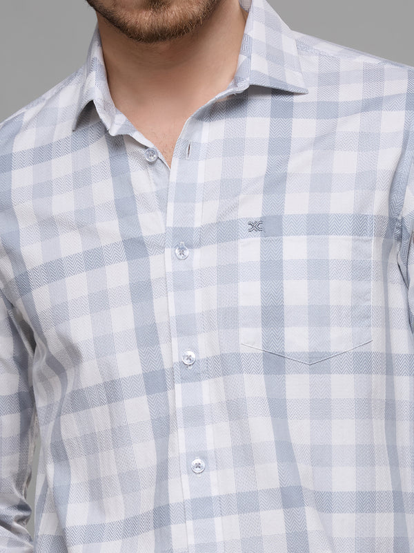 Men's Grey Checks Slim Fit Shirts