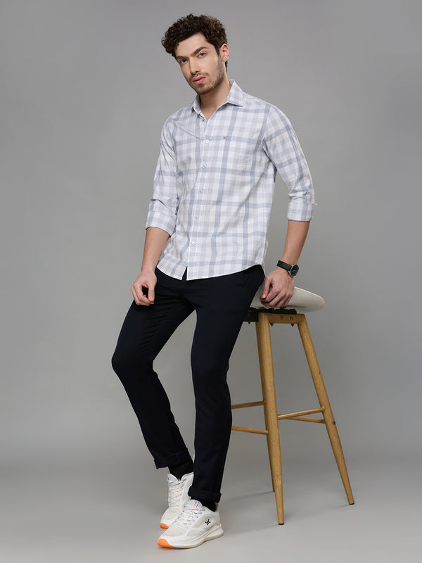 Men's Grey Checks Slim Fit Shirts