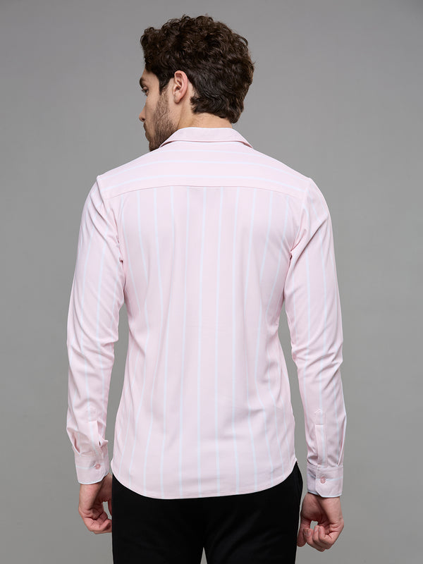 Men's Pink Striped Straight Fit Shirts